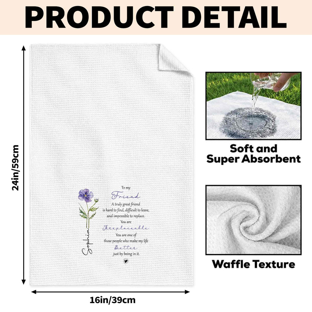 Personalized Kitchen Towel Custom Birth Flower Gift for Best Friend Kitchen Towel GradoCreations