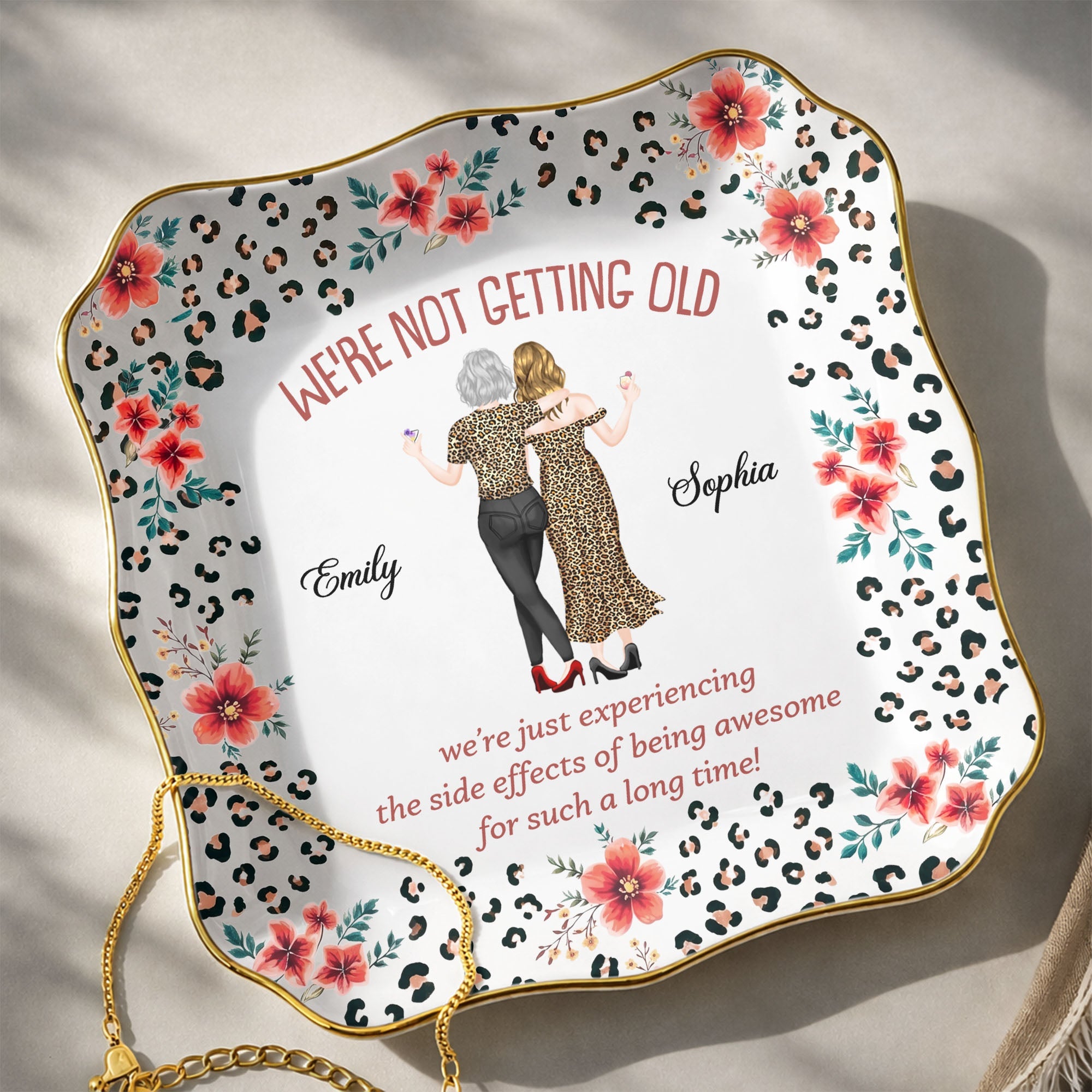 Personalized Ceramic Jewelry Dish Custom Name Gift for Besties