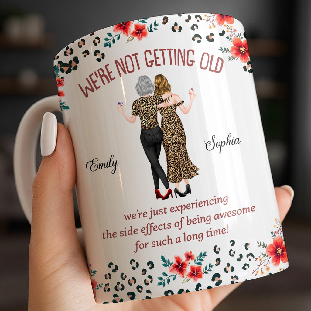 Personalized Leopard Print Coffee Mug Custom Besties Gift for Friends Edge-to-edge Mug GradoCreations