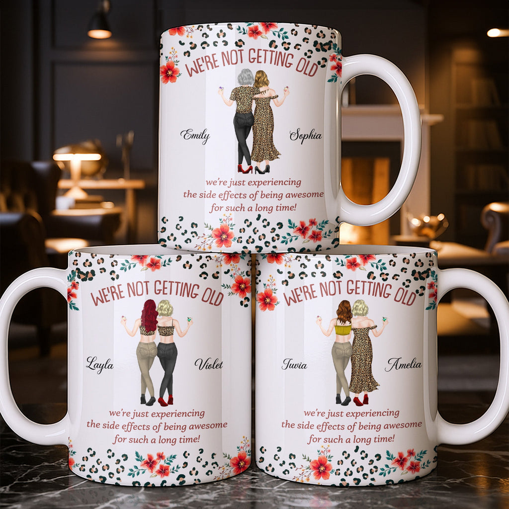 Personalized Leopard Print Coffee Mug Custom Besties Gift for Friends Edge-to-edge Mug GradoCreations