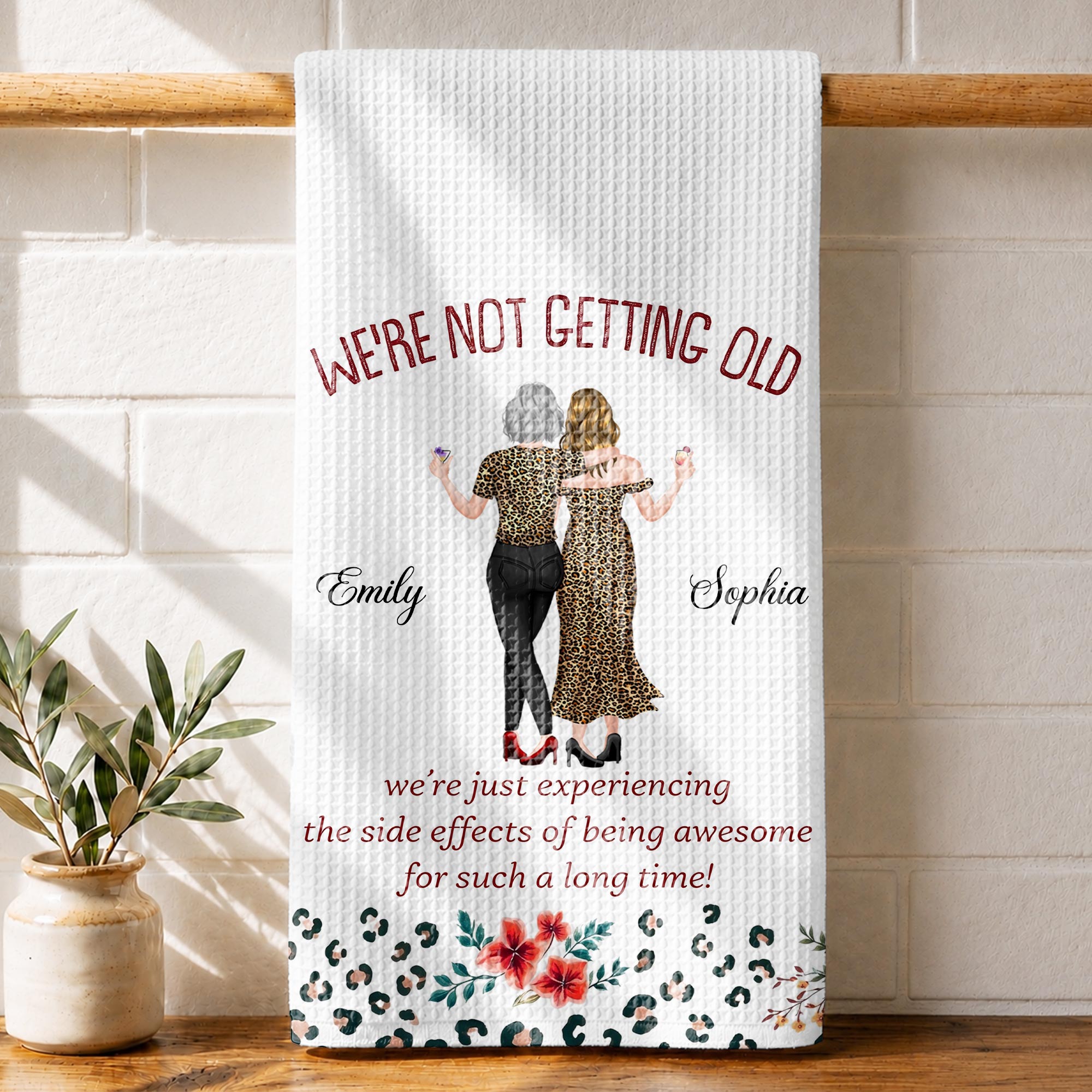Personalized Leopard Print Kitchen Towel Best Friend Gift Kitchen Towel GradoCreations