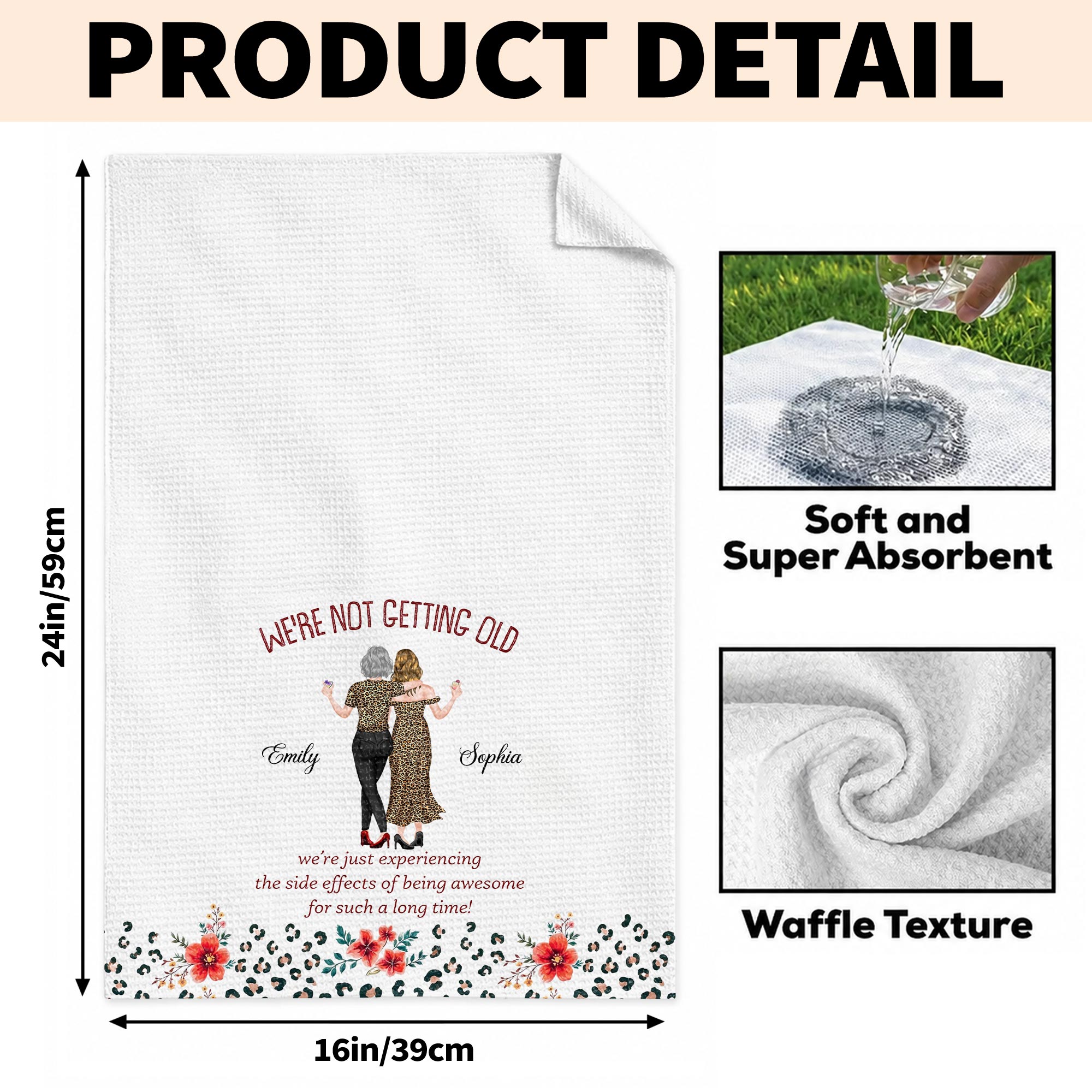 Personalized Leopard Print Kitchen Towel Best Friend Gift Kitchen Towel GradoCreations