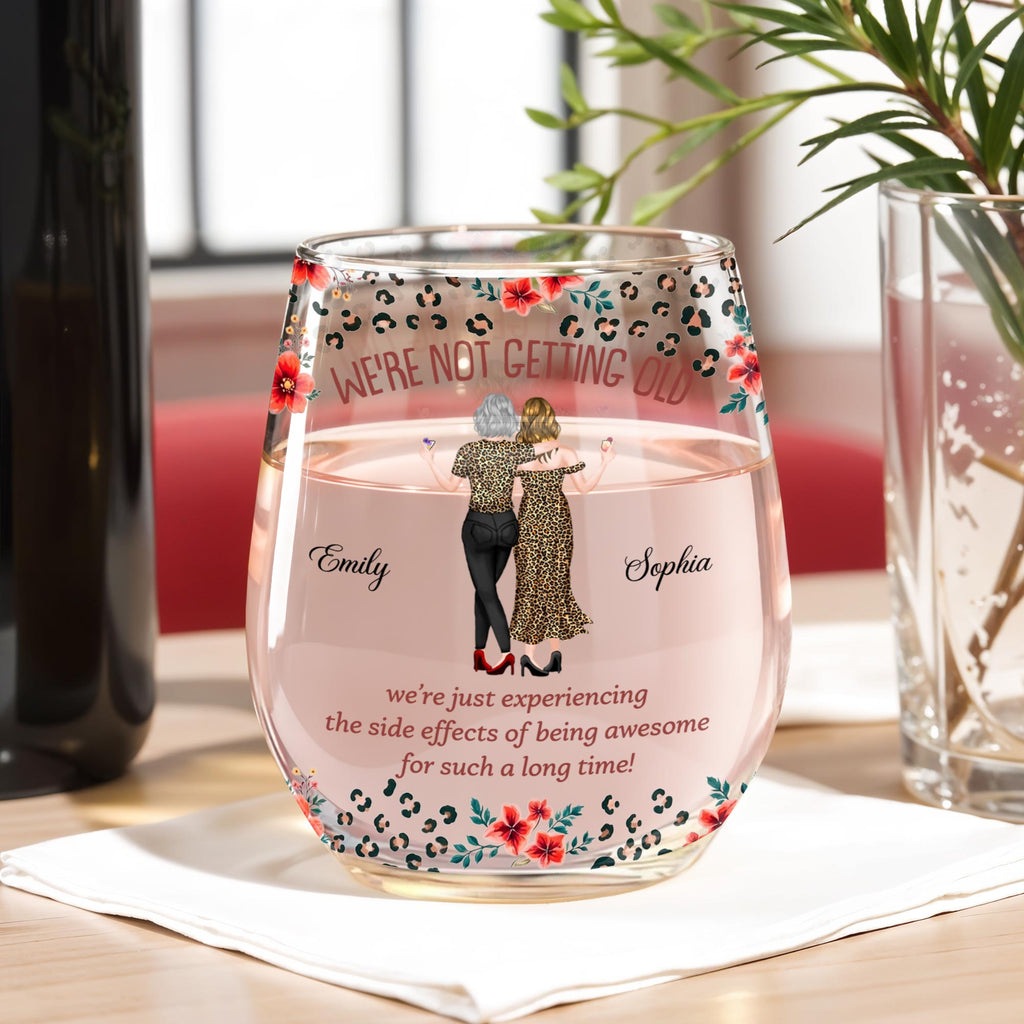 Personalized Stemless Wine Glass Custom BFF Gift Unique Design