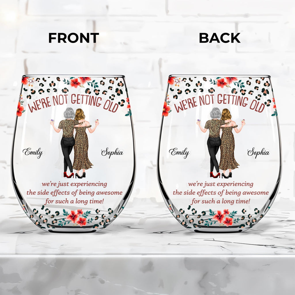 Personalized Stemless Wine Glass Custom BFF Gift Unique Design