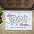 Personalized Floral Stripes Doormat Custom Name Gift for Dorm