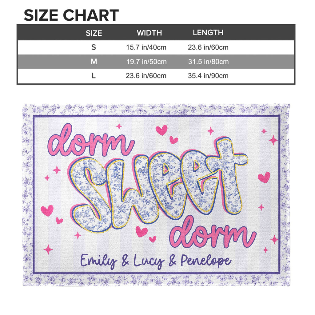 Personalized Floral Stripes Doormat Custom Name Gift for Dorm