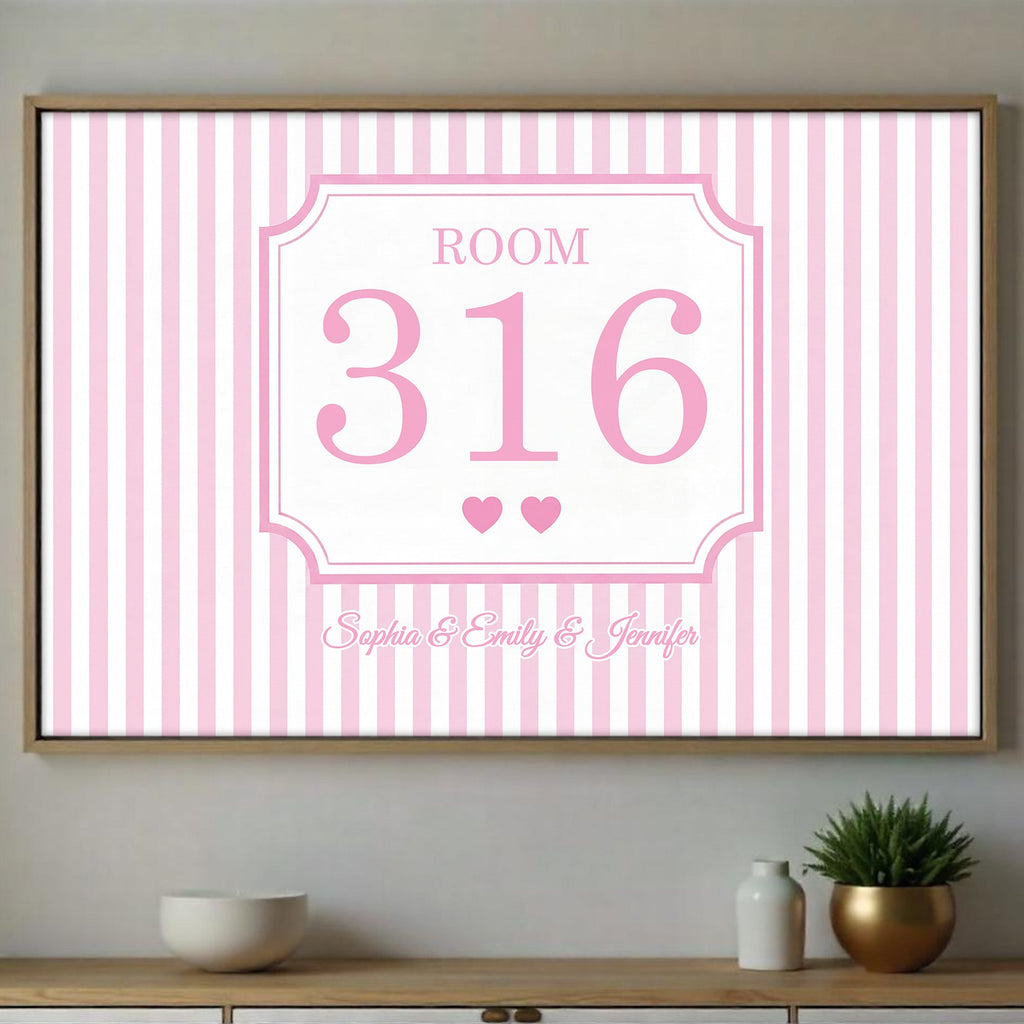 Personalized Dorm Room Poster Custom Name Hearts Stripes