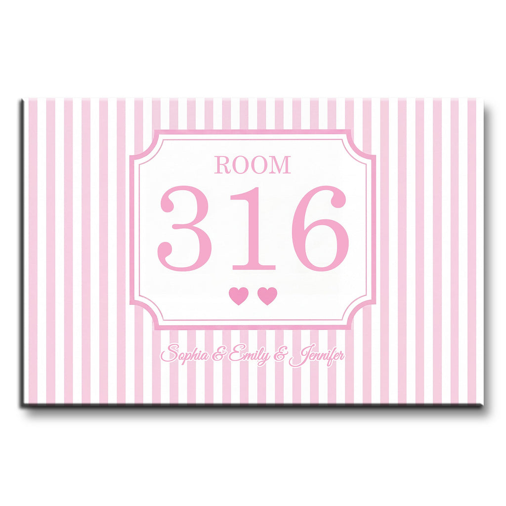 Personalized Dorm Room Poster Custom Name Hearts Stripes