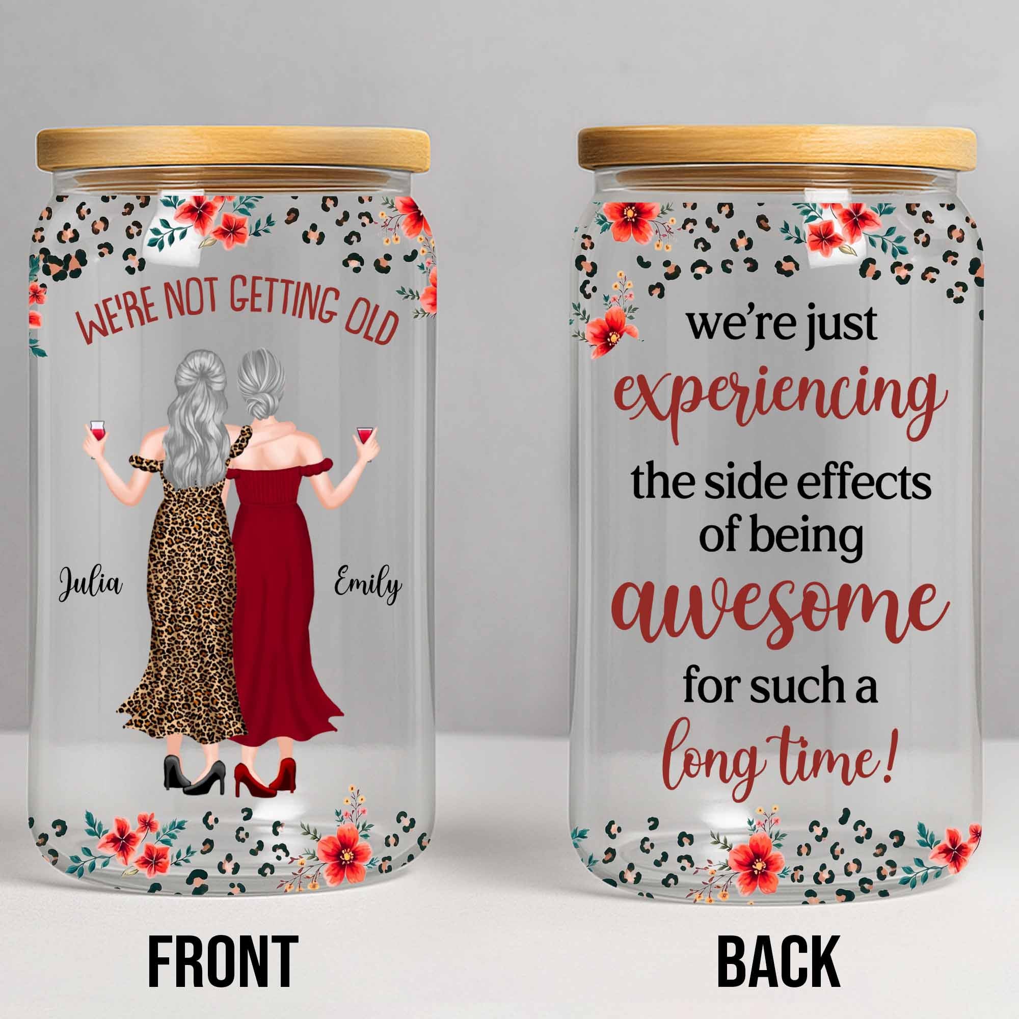 Personalized Clear Glass Can Custom Name Gift for Besties