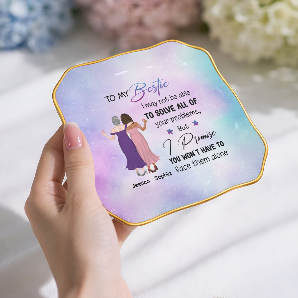 Personalized Lace Jewelry Dish Custom Name Gift for Bestie