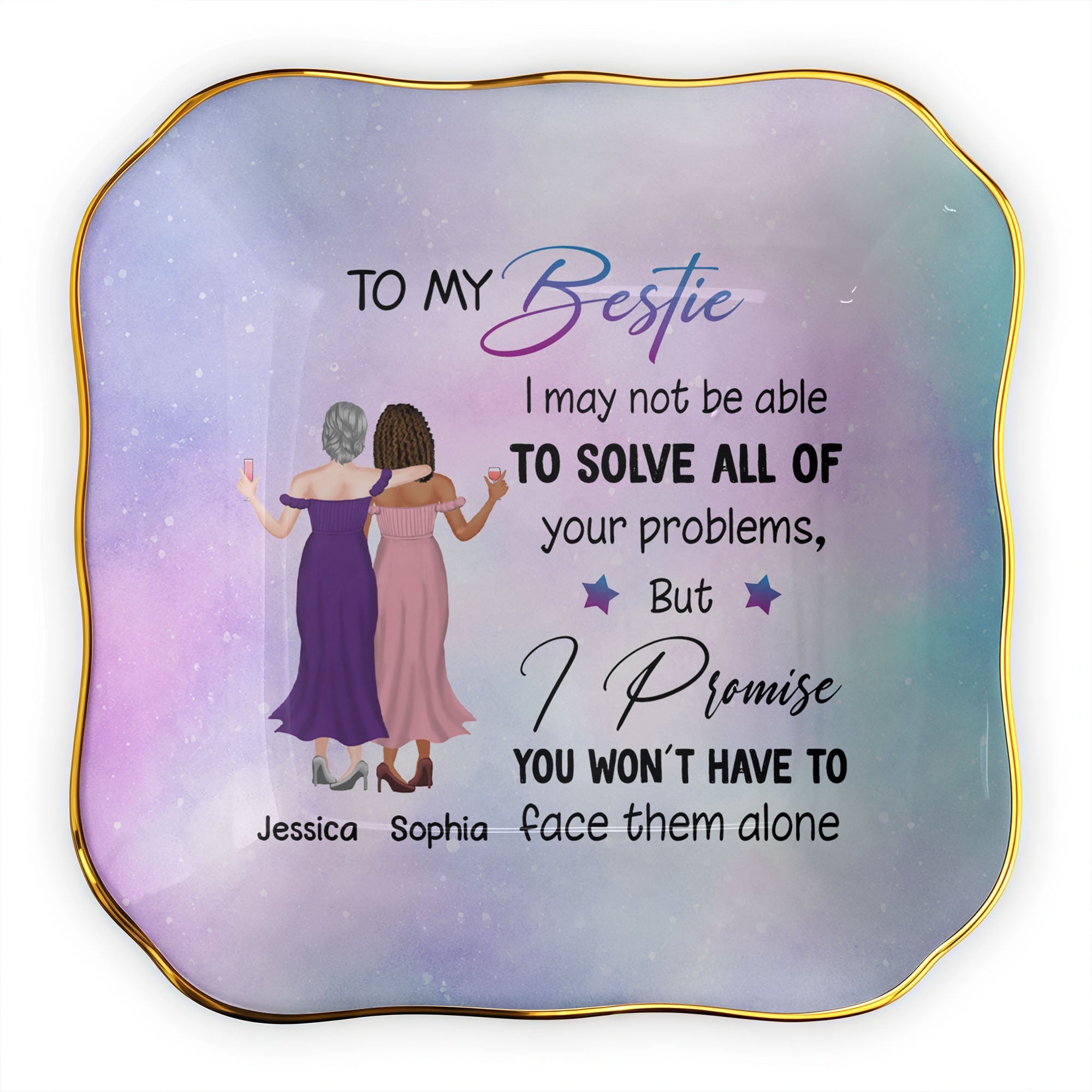 Personalized Lace Jewelry Dish Custom Name Gift for Bestie