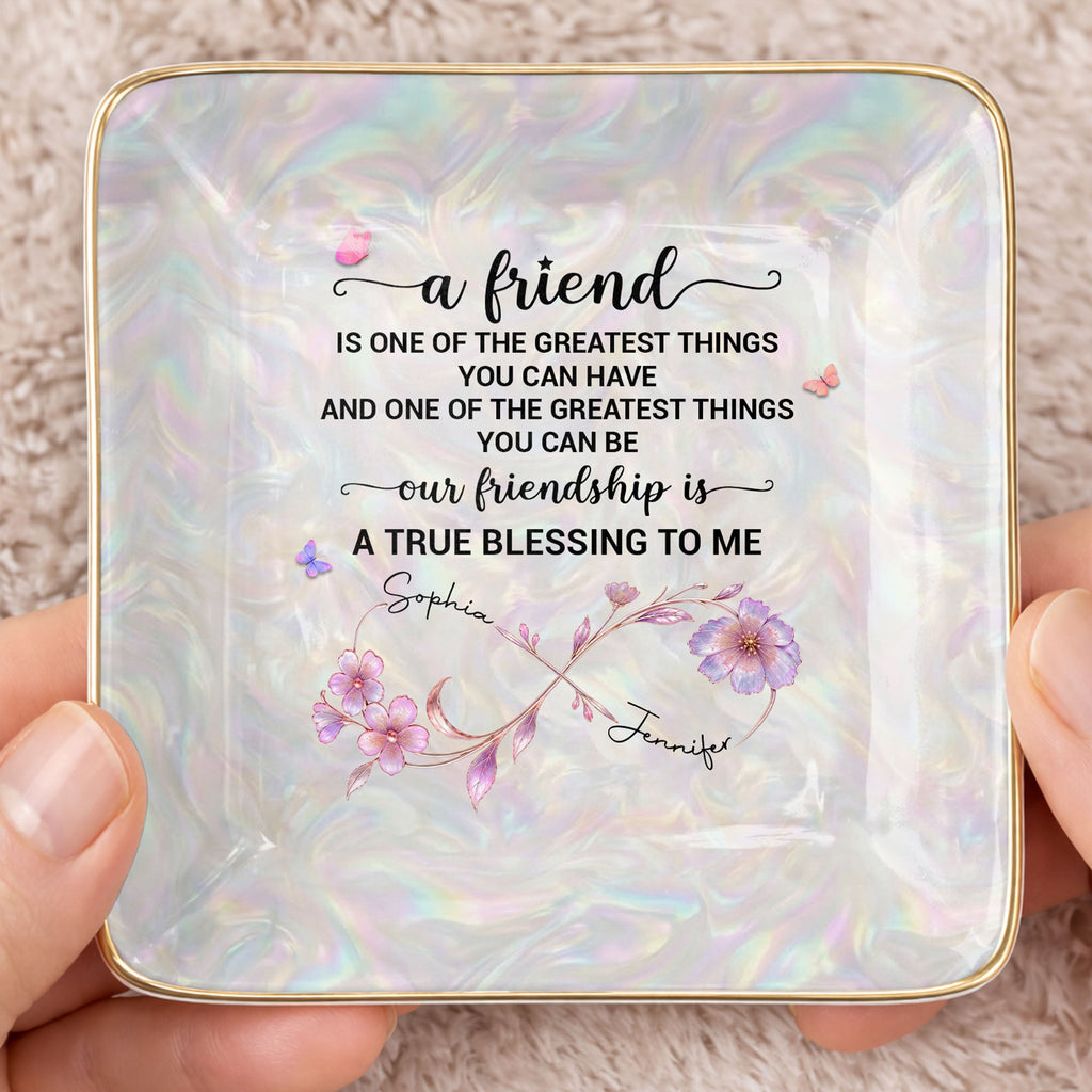 Personalized Infinity Flower Jewelry Dish Custom Name Gift for Friends