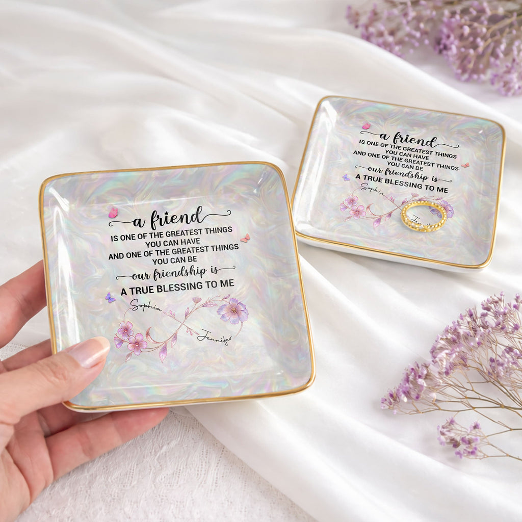 Personalized Infinity Flower Jewelry Dish Custom Name Gift for Friends