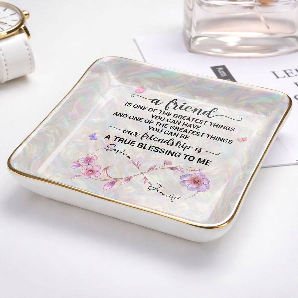 Personalized Infinity Flower Jewelry Dish Custom Name Gift for Friends