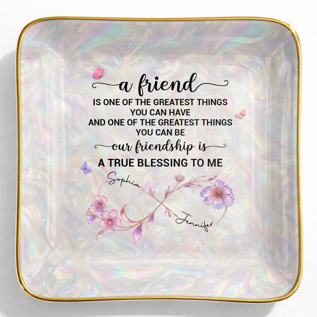Personalized Infinity Flower Jewelry Dish Custom Name Gift for Friends