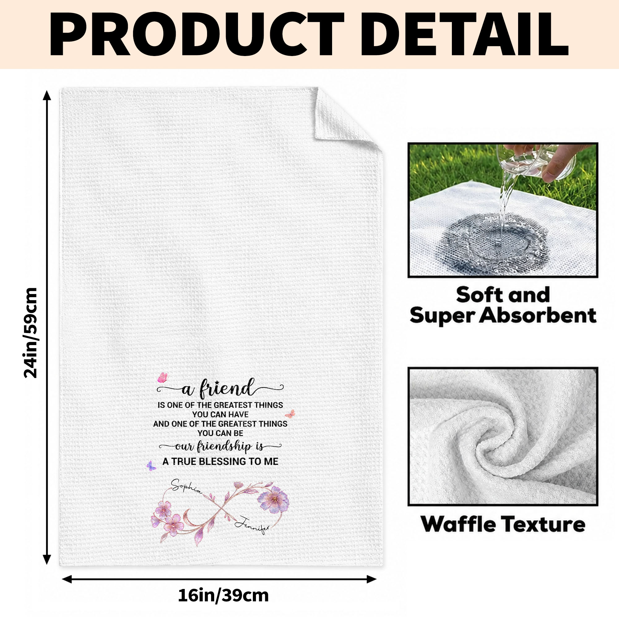 Personalized Kitchen Towel Custom Name Gift for Best Friend Kitchen Towel GradoCreations