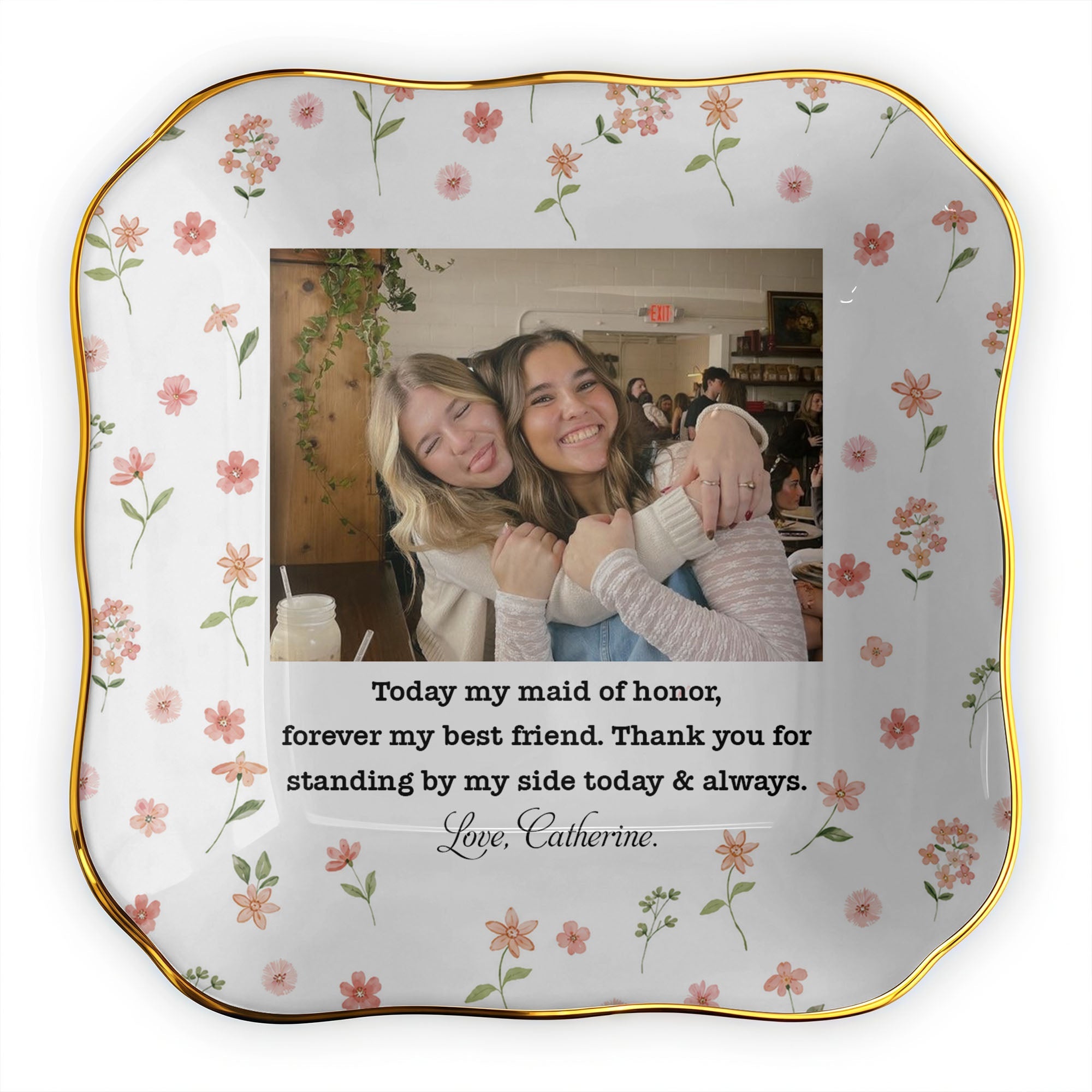Personalized Lace Jewelry Dish Custom Photo Gift for Best Friend