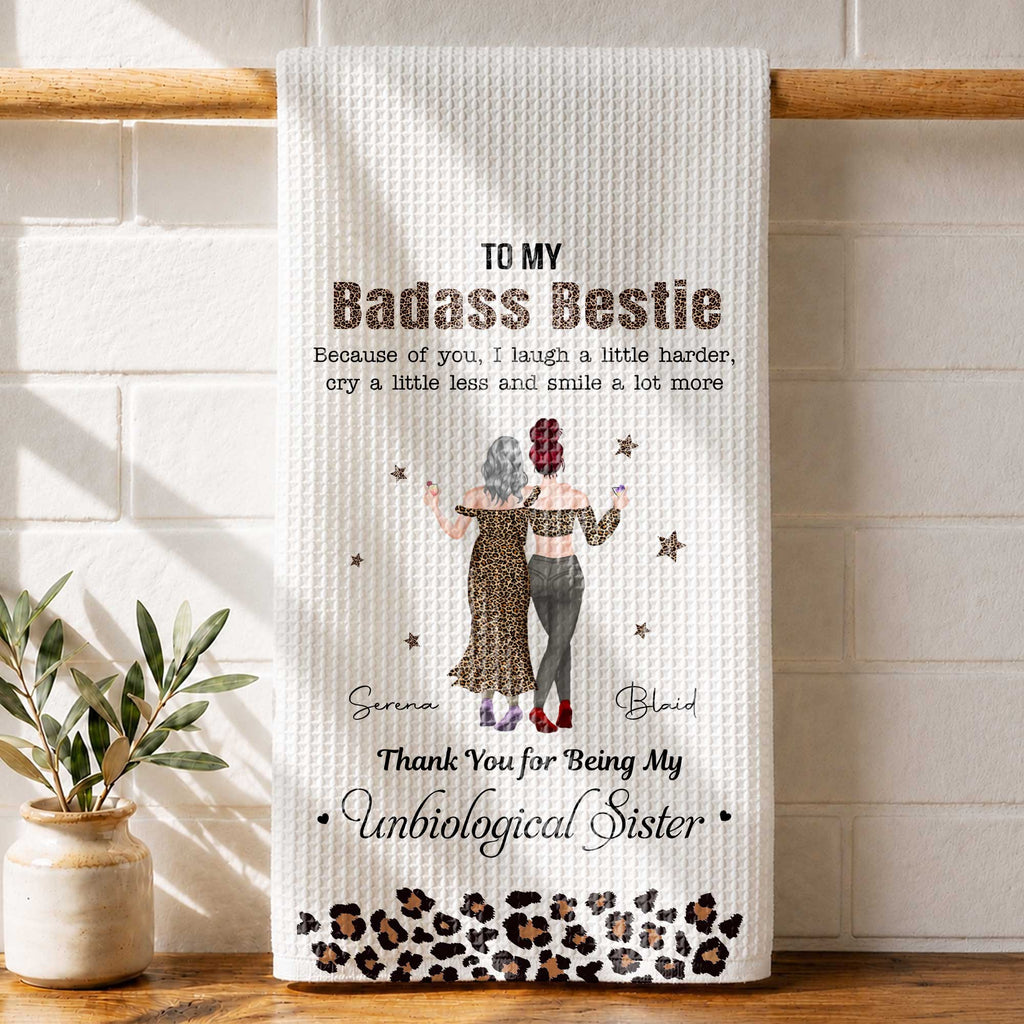 Personalized Leopard Print Kitchen Towel Custom Gift for Best Friend