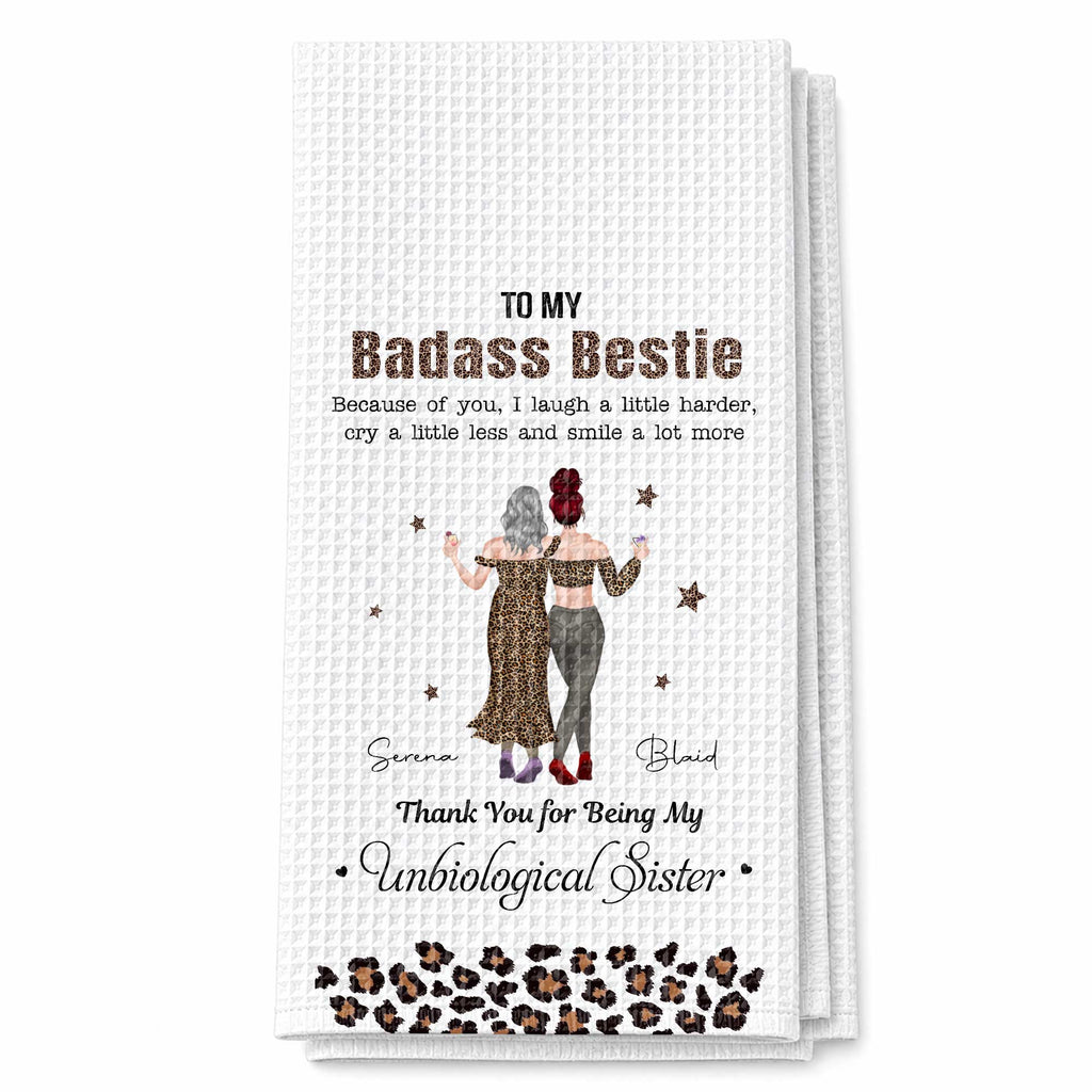 Personalized Leopard Print Kitchen Towel Custom Gift for Best Friend