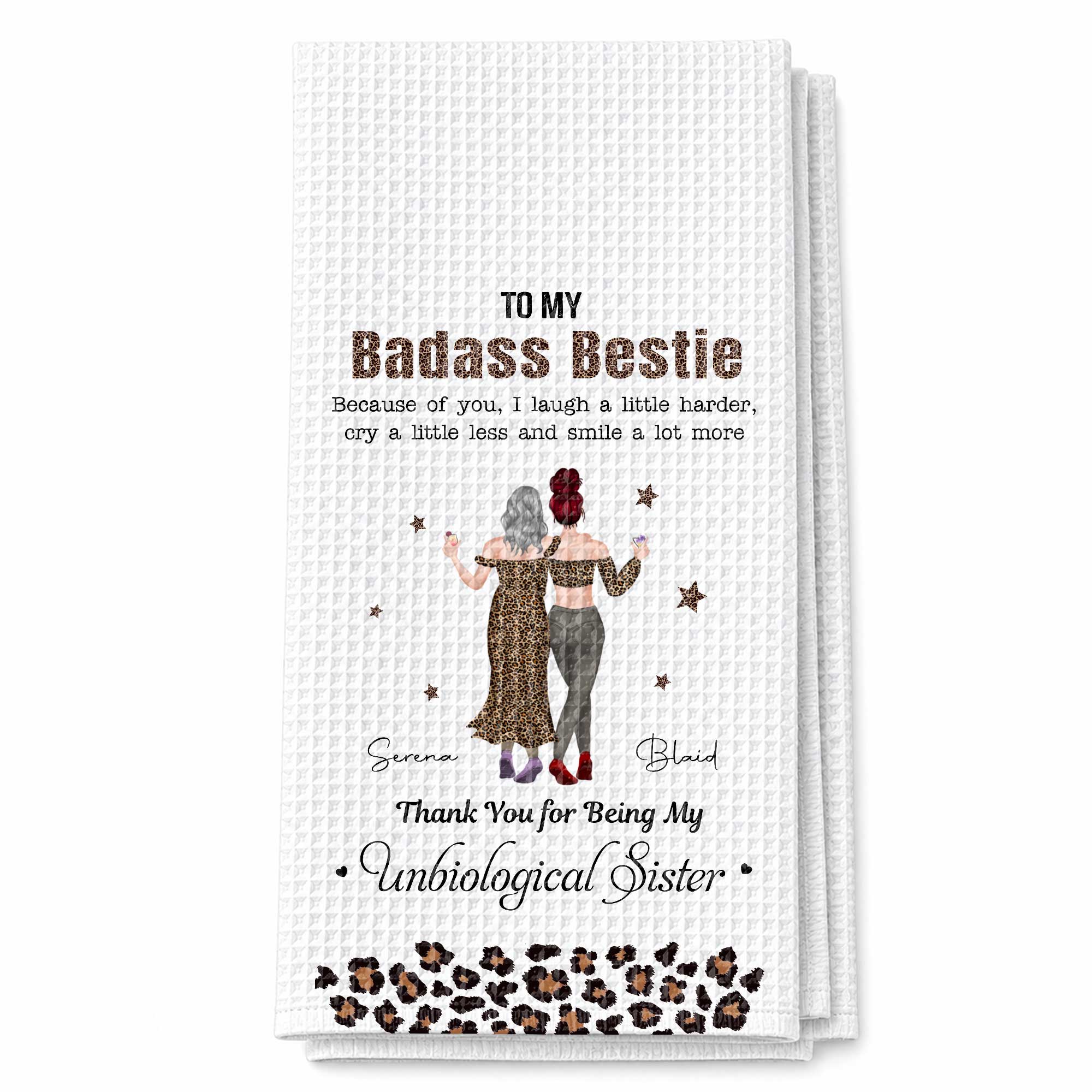 Personalized Leopard Print Kitchen Towel Custom Gift for Best Friend