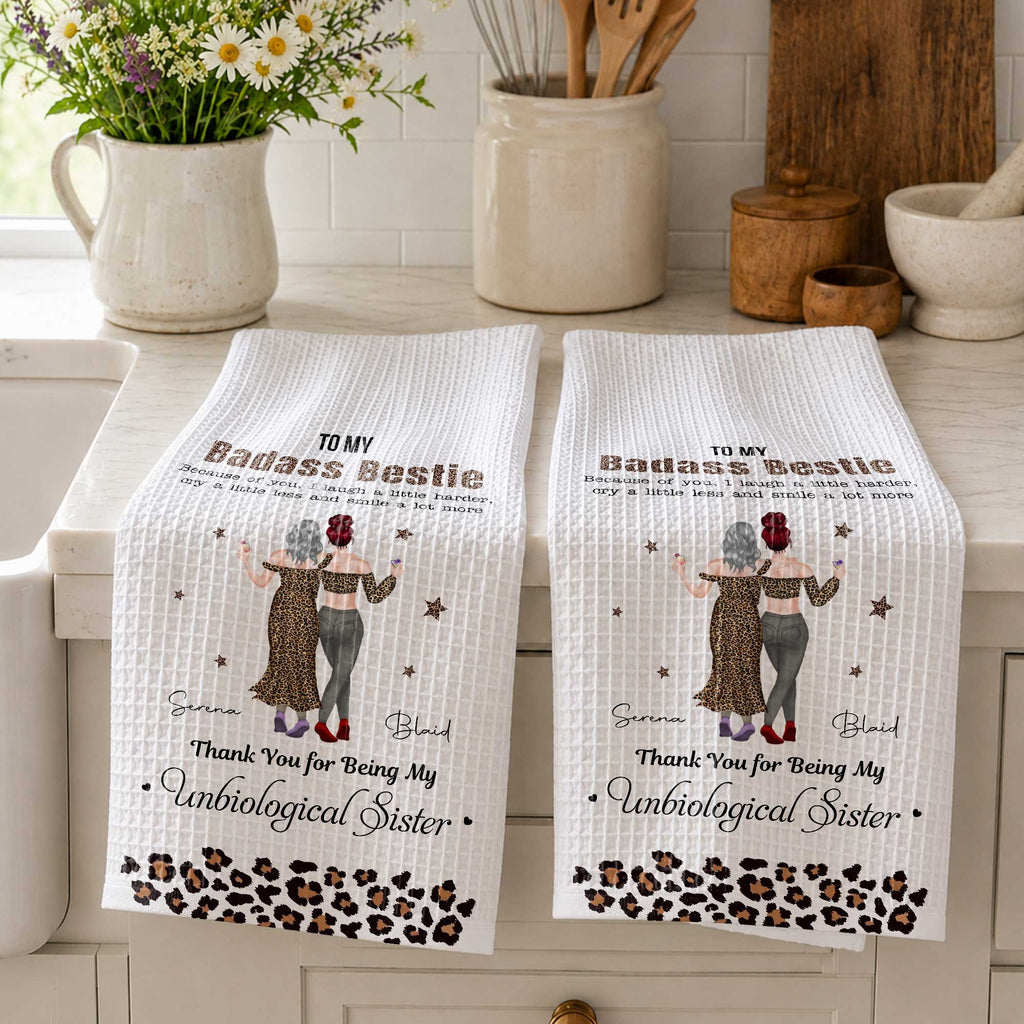 Personalized Leopard Print Kitchen Towel Custom Gift for Best Friend