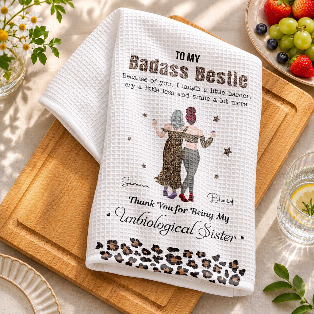 Personalized Leopard Print Kitchen Towel Custom Gift for Best Friend
