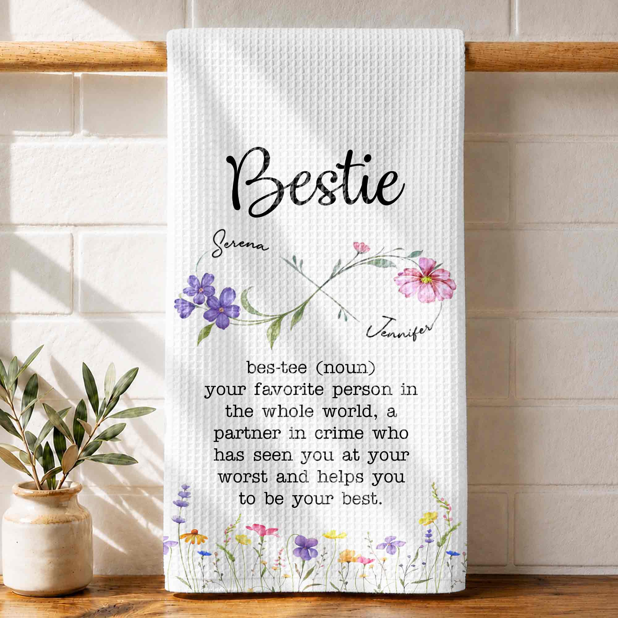 Personalized Kitchen Towel Custom Bestie Definition Gift