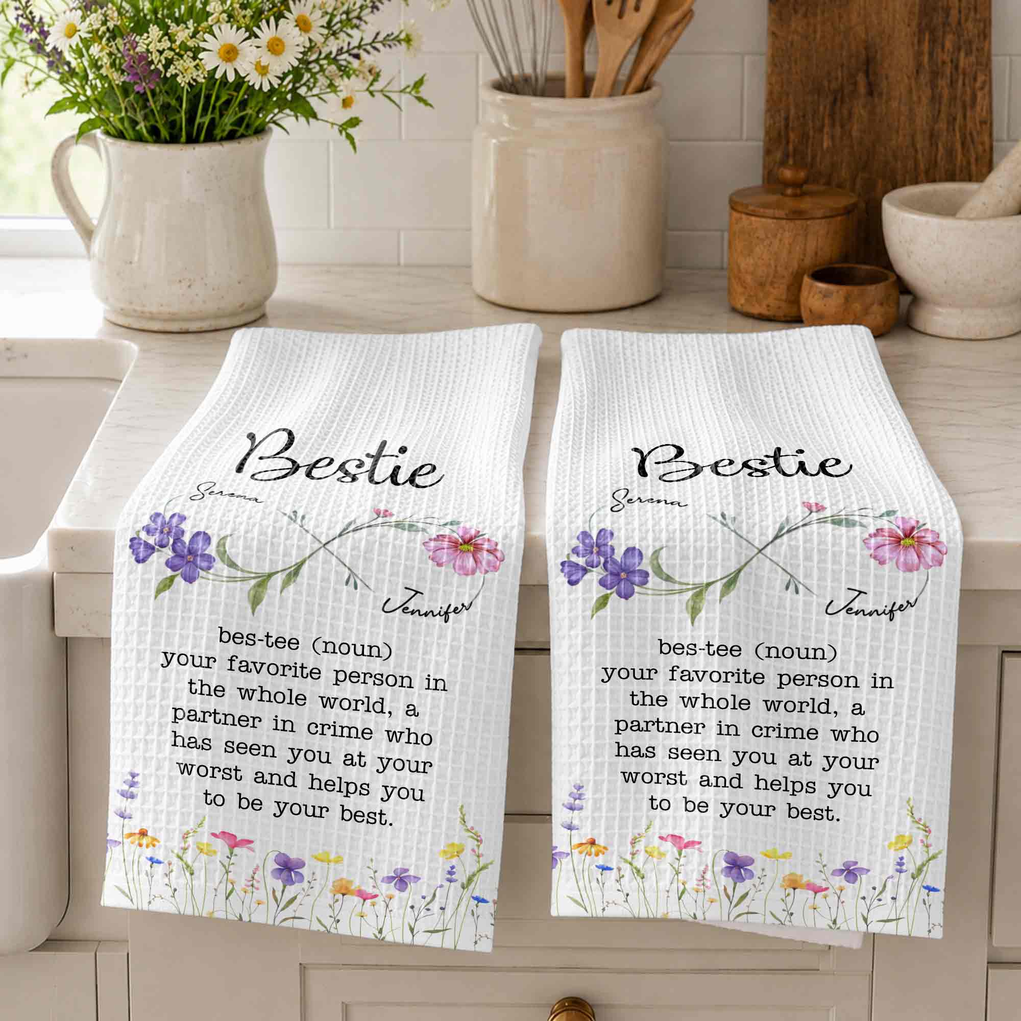 Personalized Kitchen Towel Custom Bestie Definition Gift