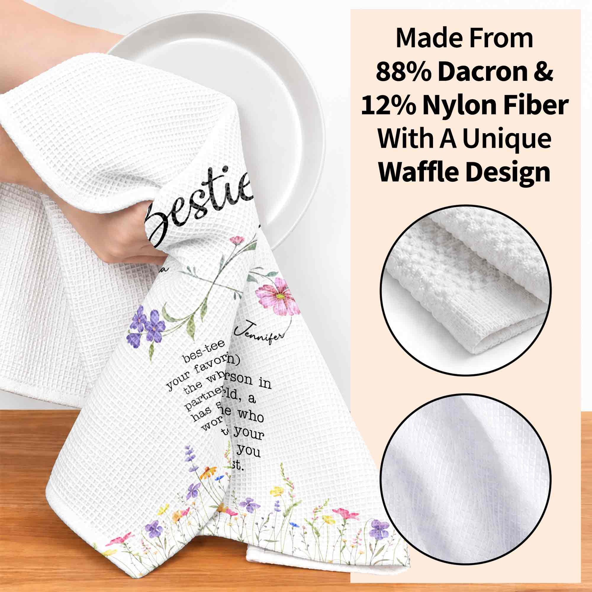 Personalized Kitchen Towel Custom Bestie Definition Gift