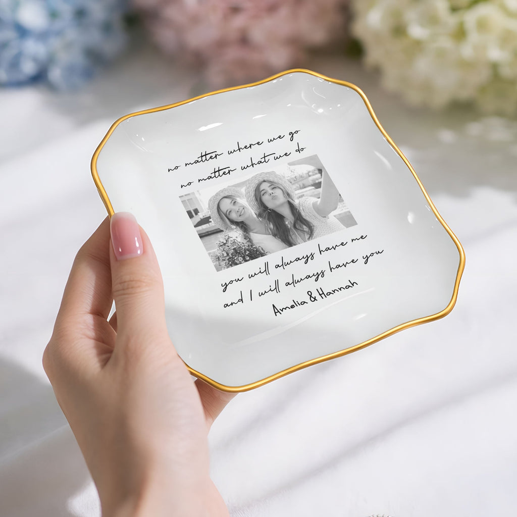 Personalized Lace Square Jewelry Dish Custom Name Gift for Best Friends