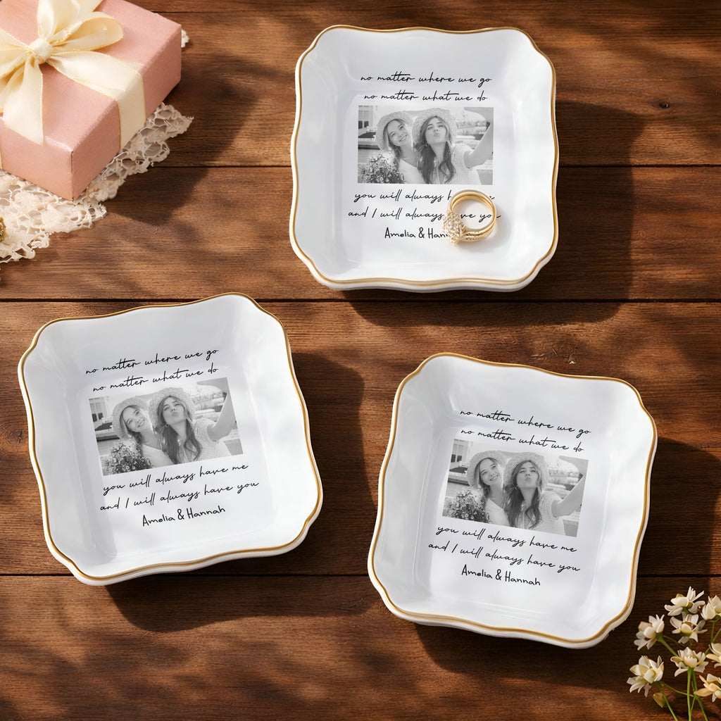 Personalized Lace Square Jewelry Dish Custom Name Gift for Best Friends