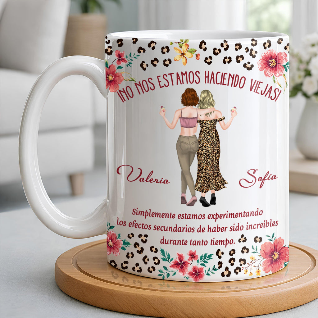 Personalized Best Friend Coffee Mug Custom Name Leopard Flowers Gift Edge-to-edge Mug GradoCreations
