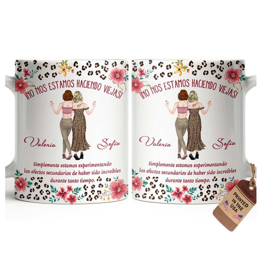 Personalized Best Friend Coffee Mug Custom Name Leopard Flowers Gift Edge-to-edge Mug GradoCreations