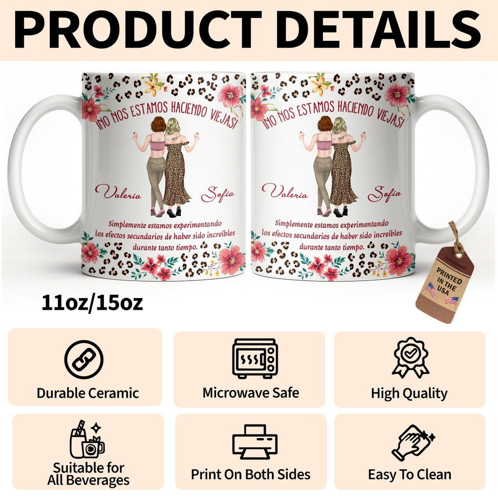 Personalized Best Friend Coffee Mug Custom Name Leopard Flowers Gift Edge-to-edge Mug GradoCreations