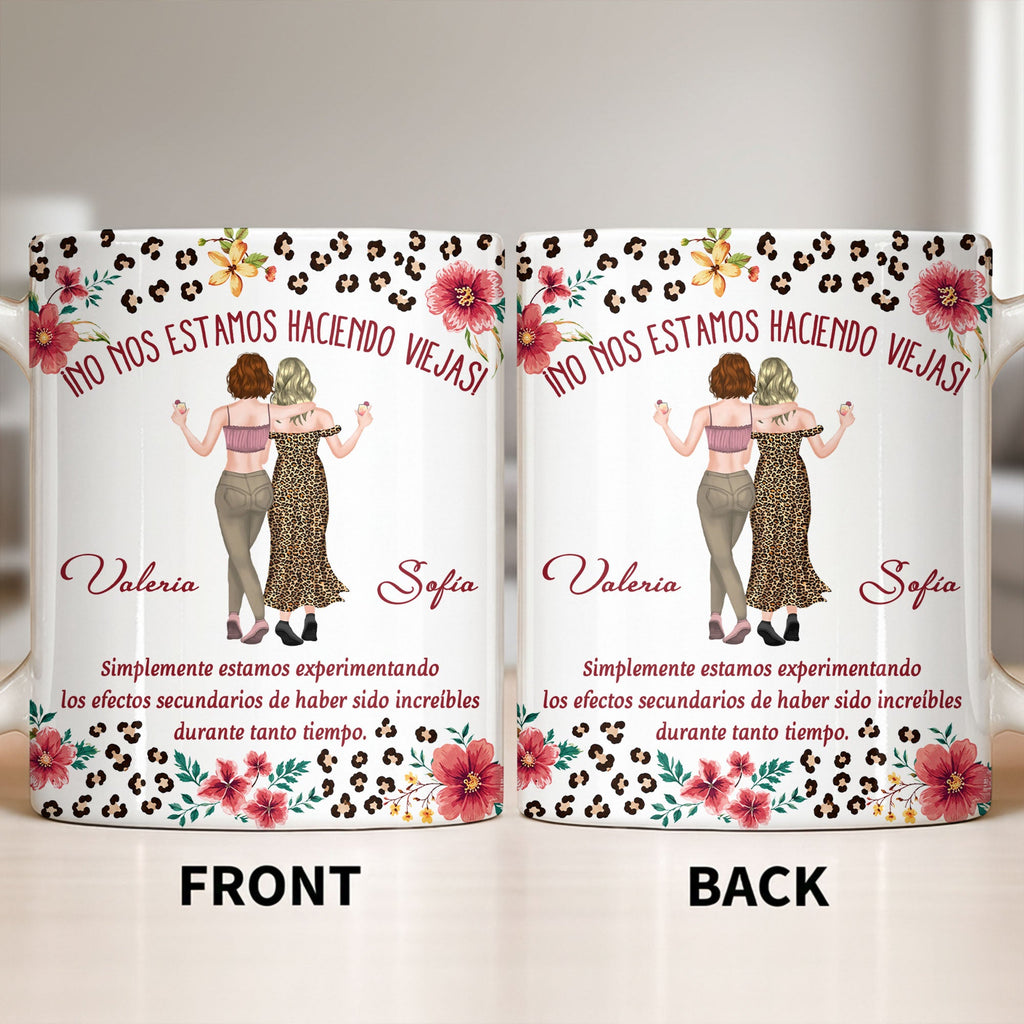 Personalized Best Friend Coffee Mug Custom Name Leopard Flowers Gift Edge-to-edge Mug GradoCreations