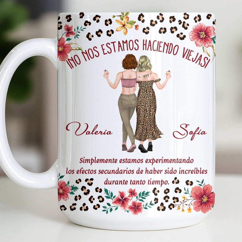 Personalized Best Friend Coffee Mug Custom Name Leopard Flowers Gift Edge-to-edge Mug GradoCreations