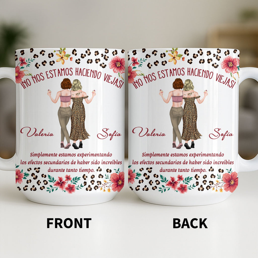 Personalized Best Friend Coffee Mug Custom Name Leopard Flowers Gift Edge-to-edge Mug GradoCreations