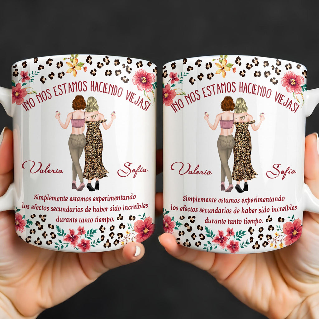 Personalized Best Friend Coffee Mug Custom Name Leopard Flowers Gift Edge-to-edge Mug GradoCreations