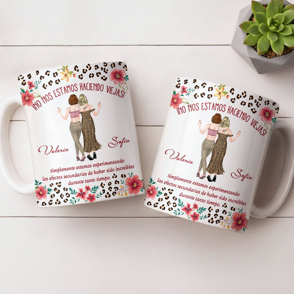 Personalized Best Friend Coffee Mug Custom Name Leopard Flowers Gift Edge-to-edge Mug GradoCreations