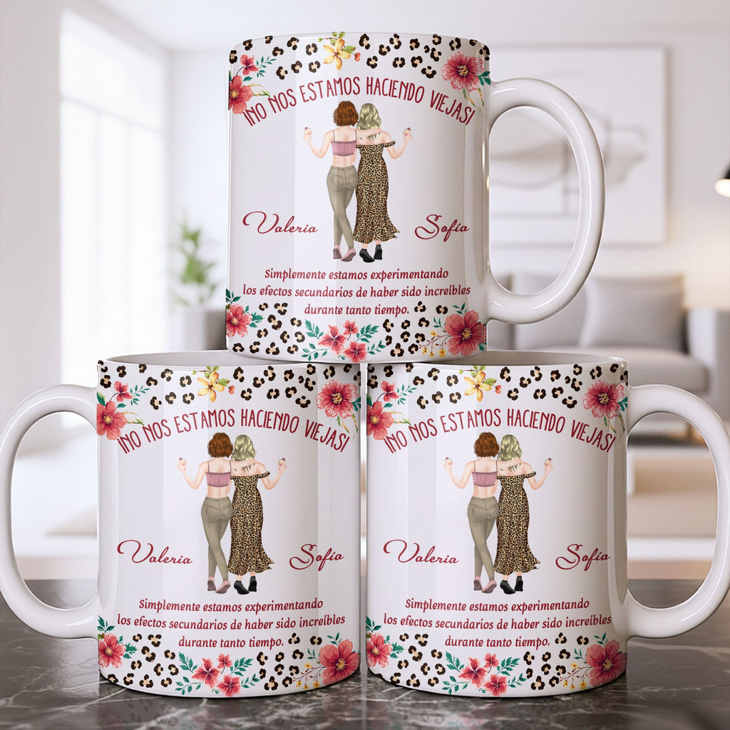 Personalized Best Friend Coffee Mug Custom Name Leopard Flowers Gift Edge-to-edge Mug GradoCreations