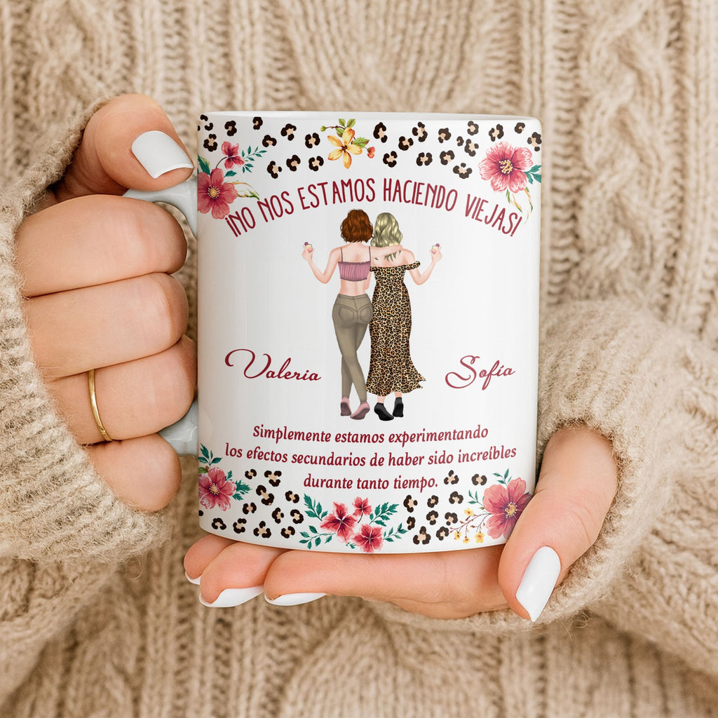 Personalized Best Friend Coffee Mug Custom Name Leopard Flowers Gift Edge-to-edge Mug GradoCreations