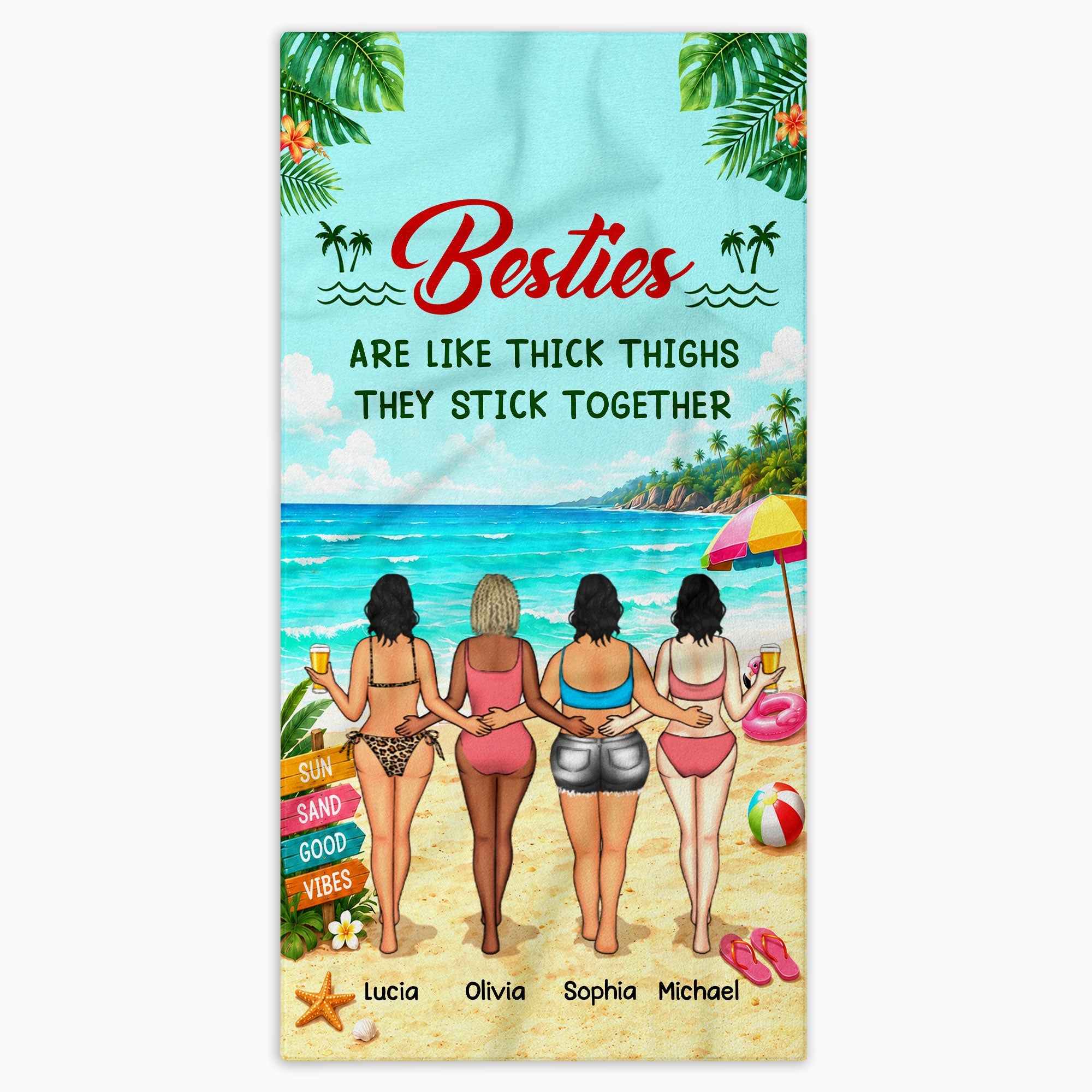 Personalized Beach Towel Custom Name Best Friend Gift for Summer Beach Towels GradoCreations