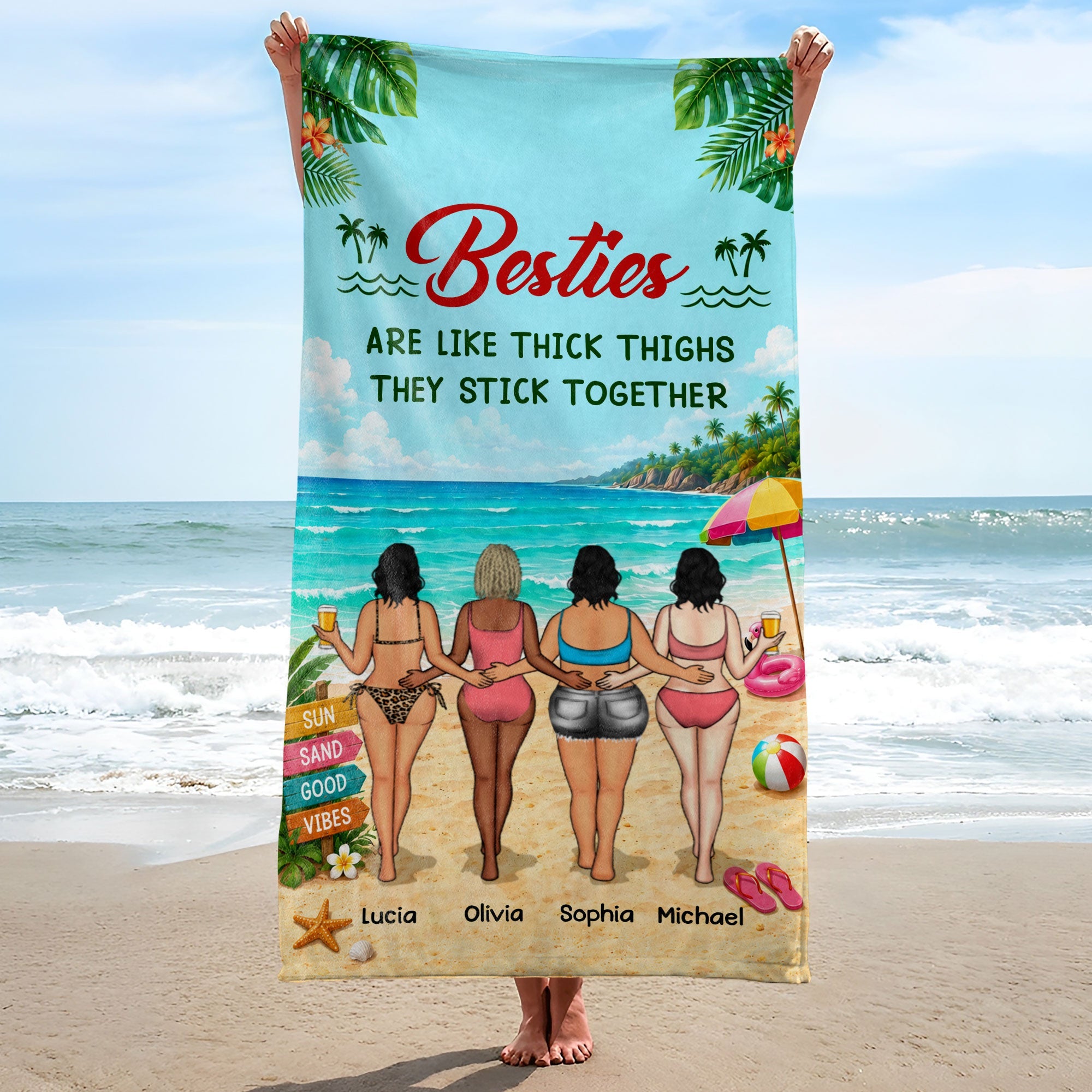 Personalized Beach Towel Custom Name Best Friend Gift for Summer Beach Towels GradoCreations