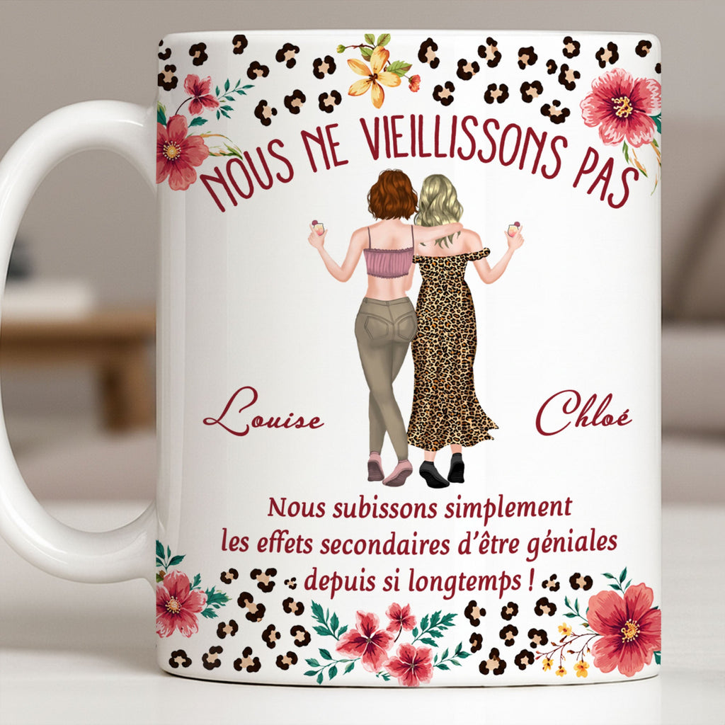 Personalized Floral Leopard Print Coffee Mug Custom Gift for Best Friends Edge-to-edge Mug GradoCreations