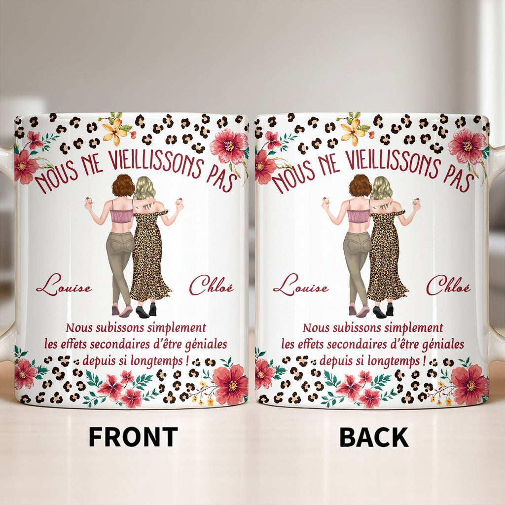 Personalized Floral Leopard Print Coffee Mug Custom Gift for Best Friends Edge-to-edge Mug GradoCreations