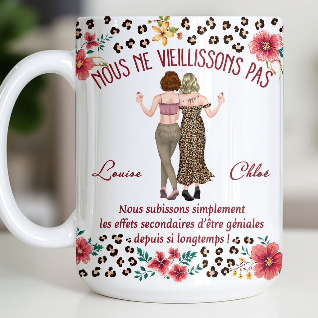 Personalized Floral Leopard Print Coffee Mug Custom Gift for Best Friends Edge-to-edge Mug GradoCreations