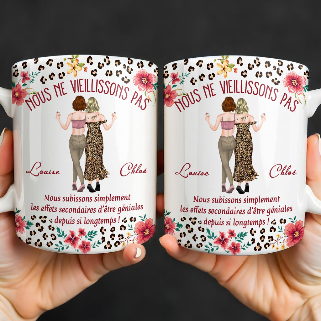 Personalized Floral Leopard Print Coffee Mug Custom Gift for Best Friends Edge-to-edge Mug GradoCreations