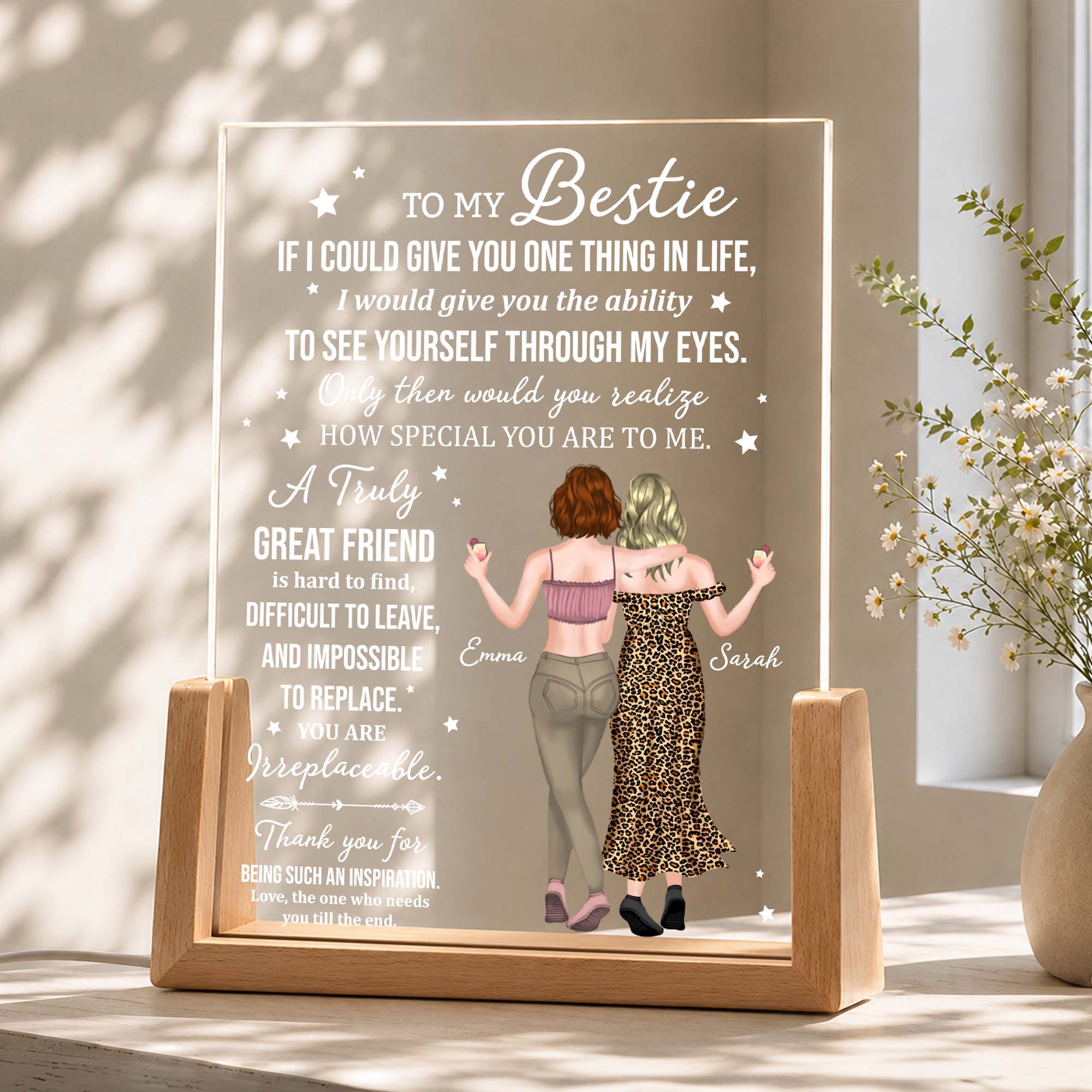 Personalized Acrylic Night Light Custom Bestie Gift for Friends
