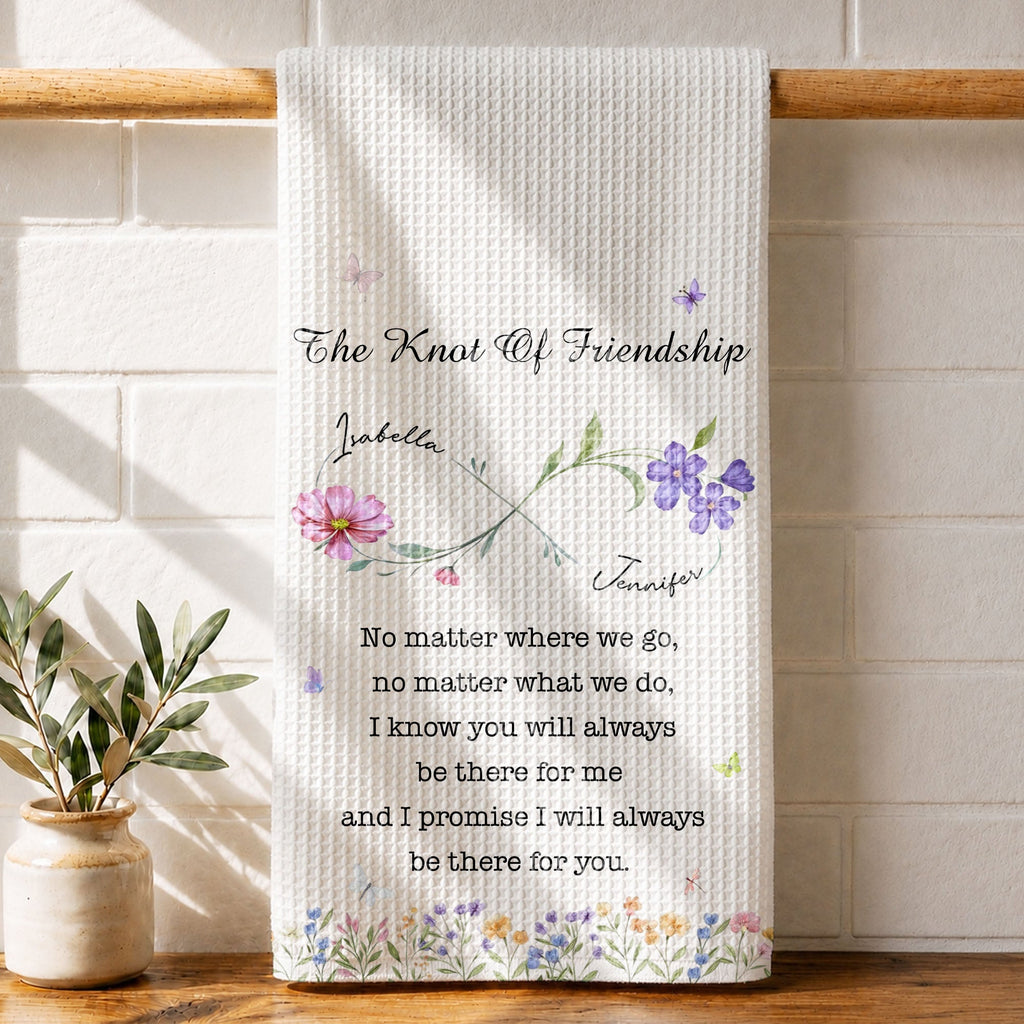 Personalized Kitchen Towel Custom Birth Month Flowers Gift for Best Friends