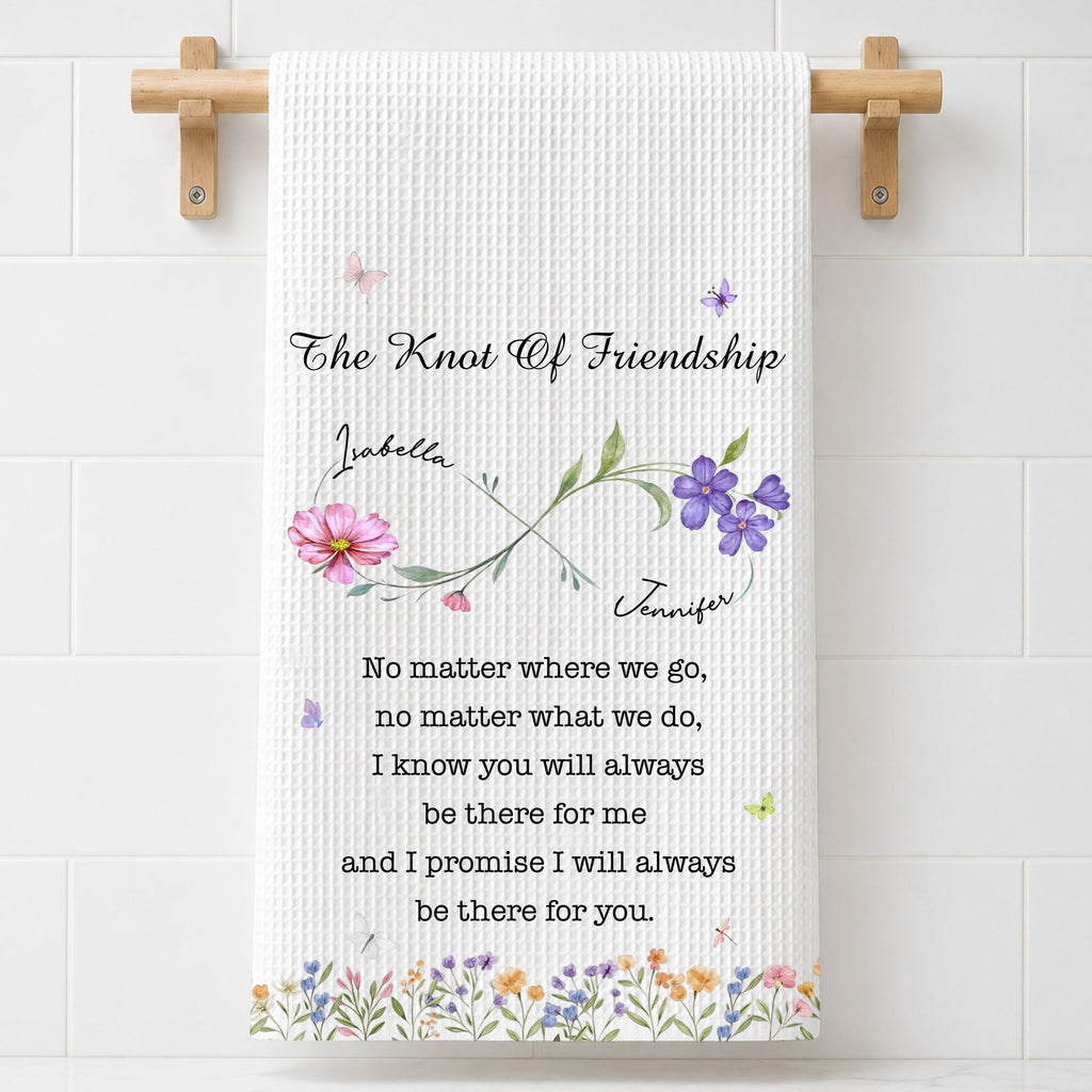 Personalized Kitchen Towel Custom Birth Month Flowers Gift for Best Friends